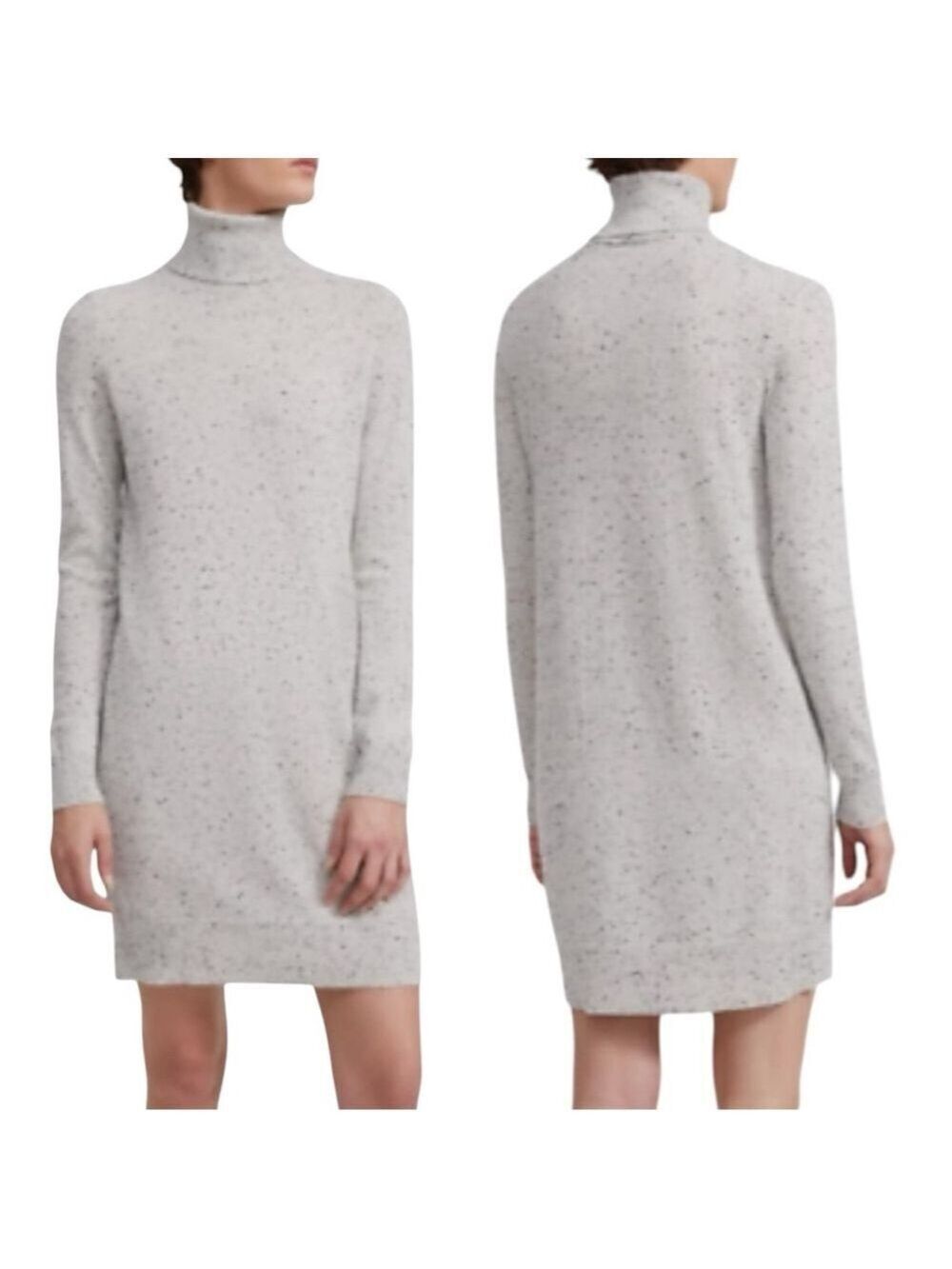 THEORY DONEGAL CASHMERE TURTLENECK SWEATER DRESS LIGHT HEATHER MULTI Sz S